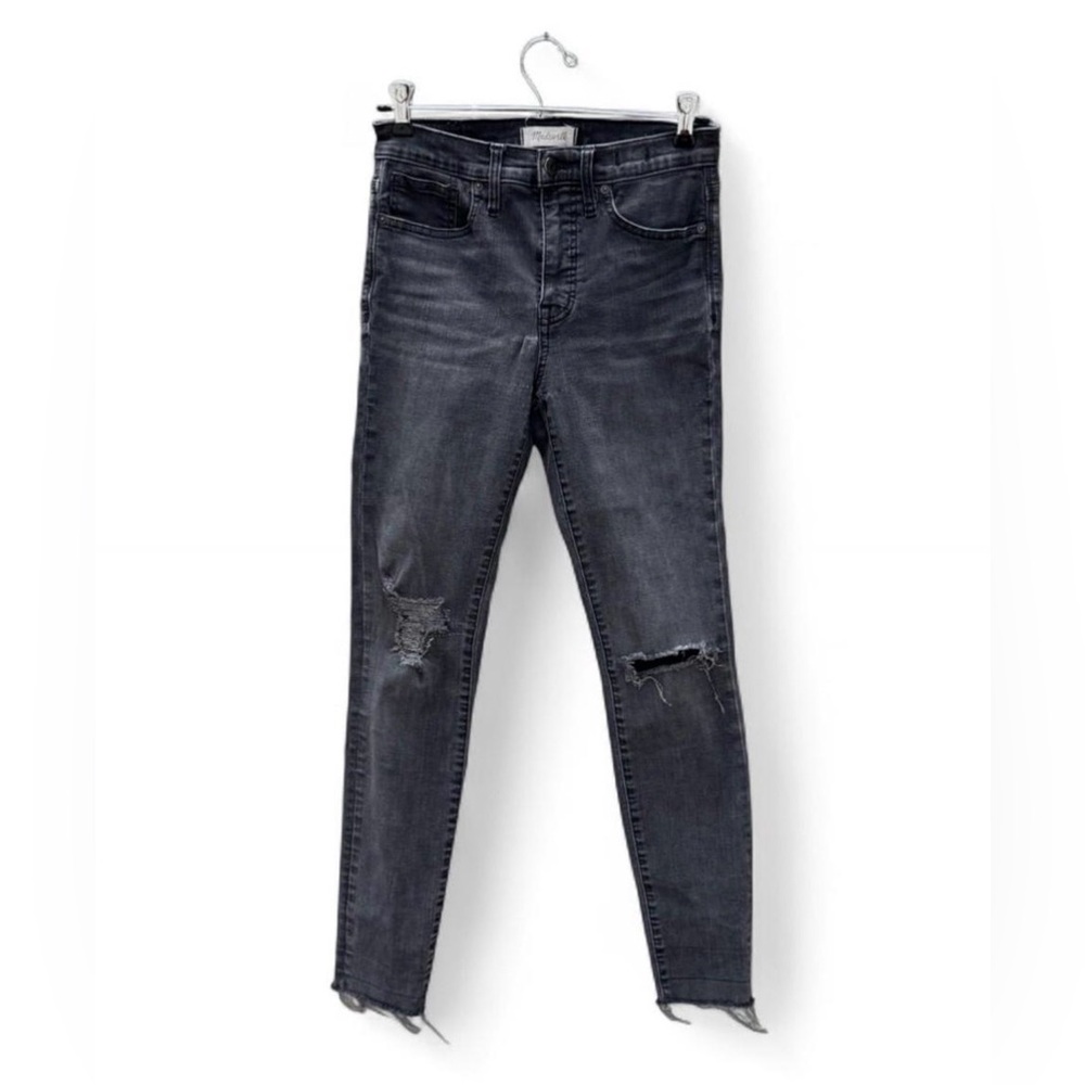 Madewell Black Distressed Skinny Jeans Size 27 Raw Hem